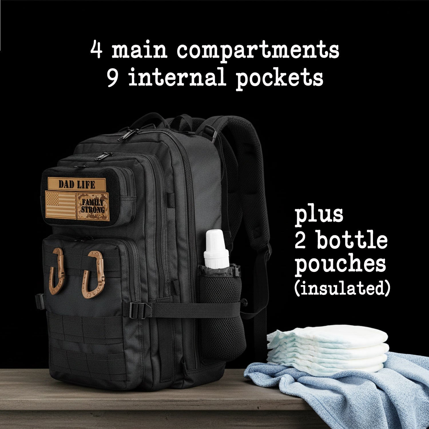 JUG 30L Dad Diaper Bag Backpack - Black