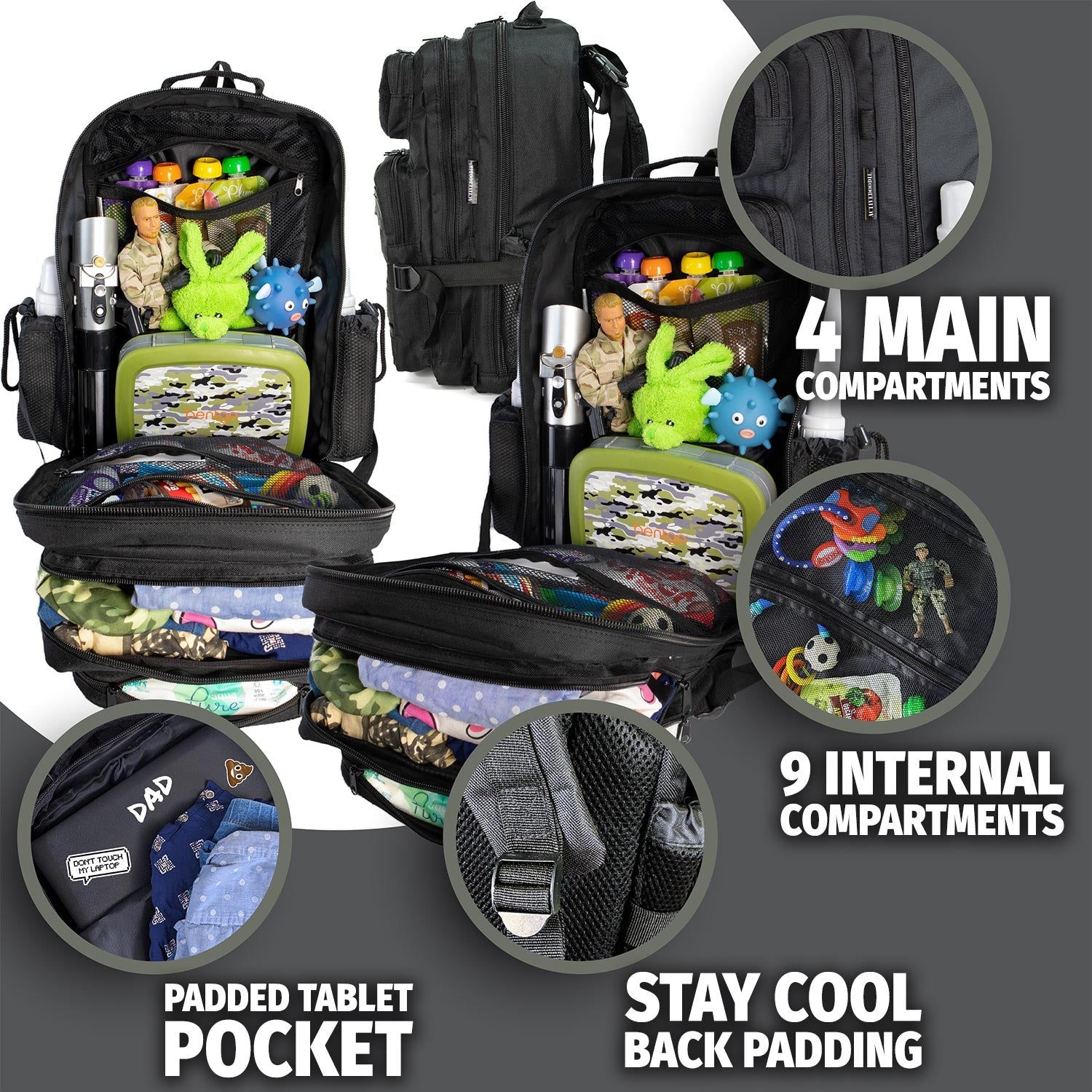 JUG 30L Dad Diaper Bag Backpack - Black