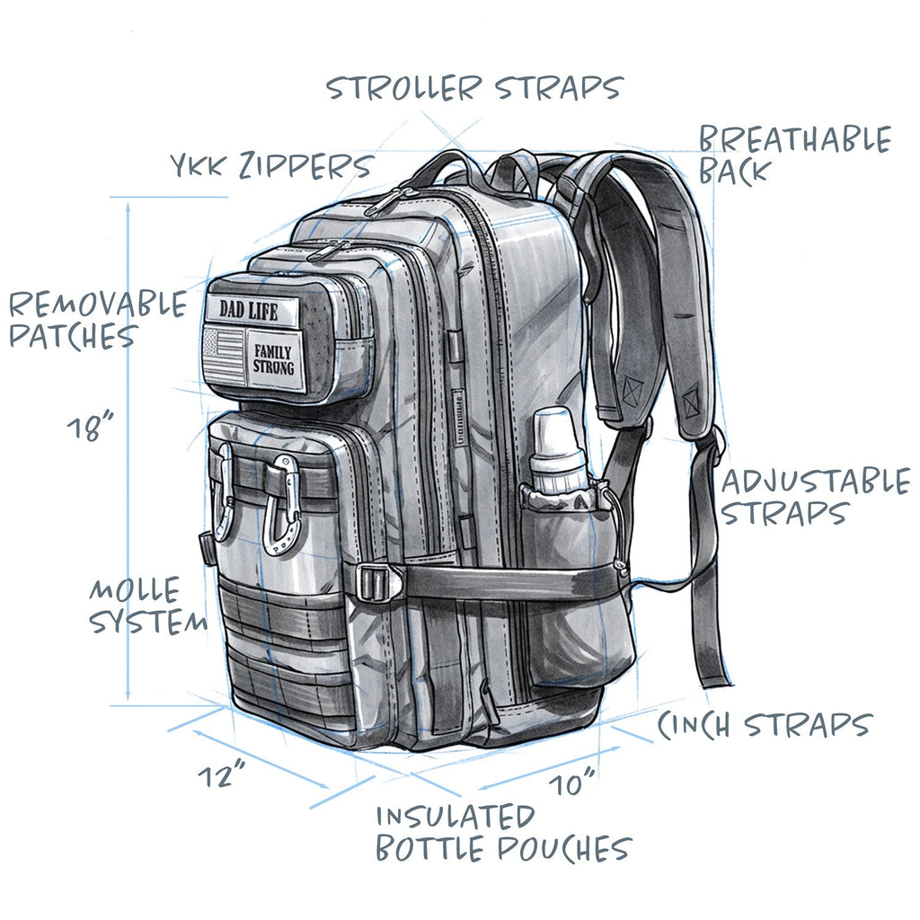 JUG 30L Dad Diaper Bag Backpack - Black